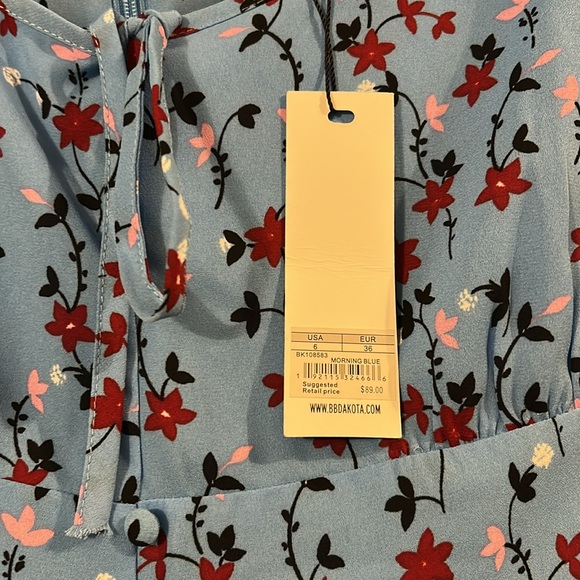 BB Dakota Blue Floral Mini Dress, 6, NWT - Picture 8 of 10
